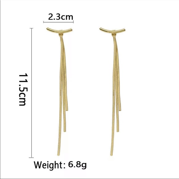 NEW 18K GOLD LONG TASSEL ARC EARRINGS - Picture 3 of 6